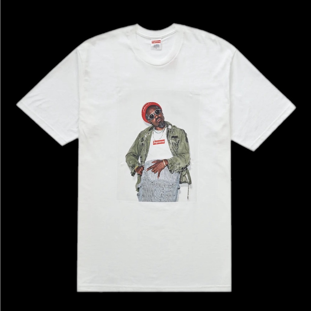 NWT 2022 SUPREME ANDRÉ 3000 PHOTO TEE MENS MEDIUM WHITE DEADSTOCK
